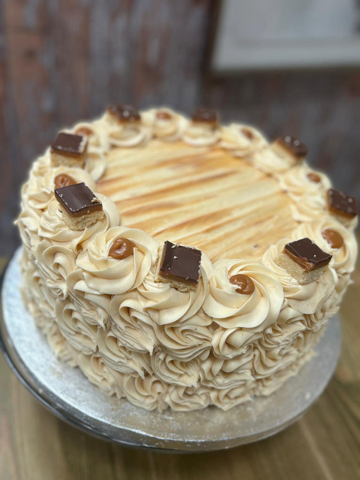 A whole coffee and walnut cake