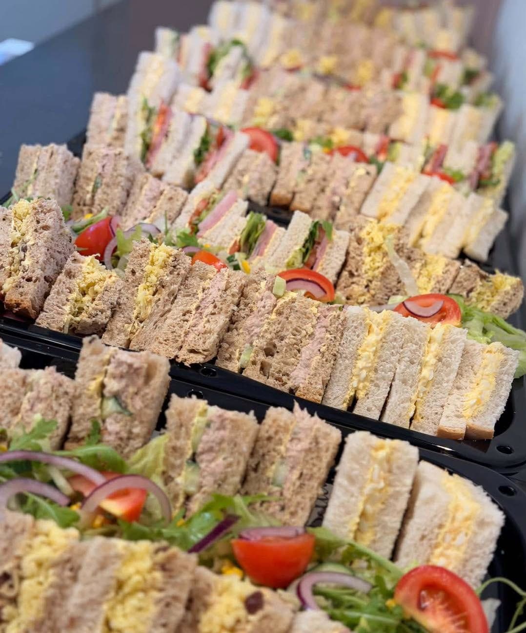 Trays of freshly made sandwich platters