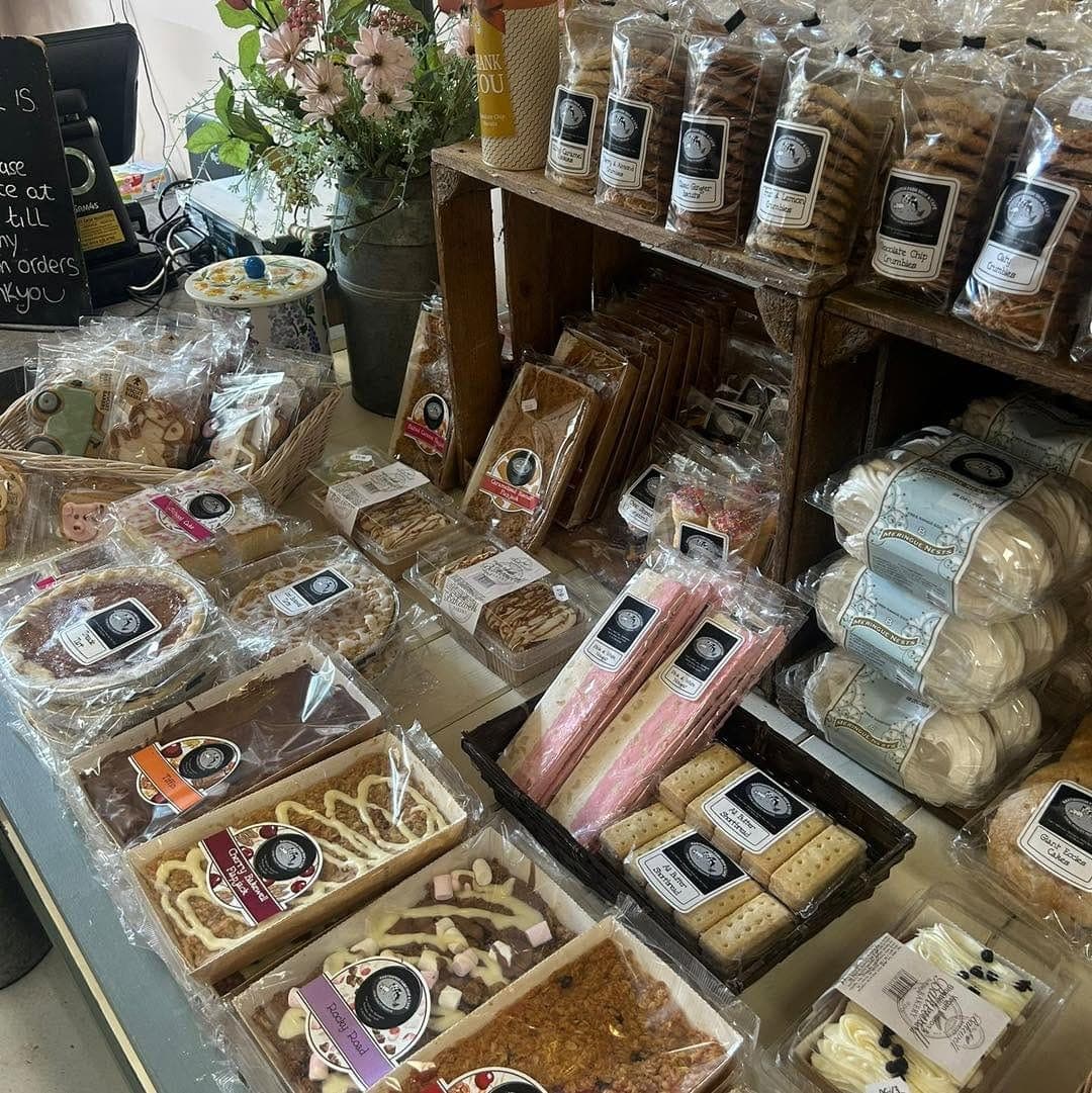 Shelves of fudge, biscuits and treats