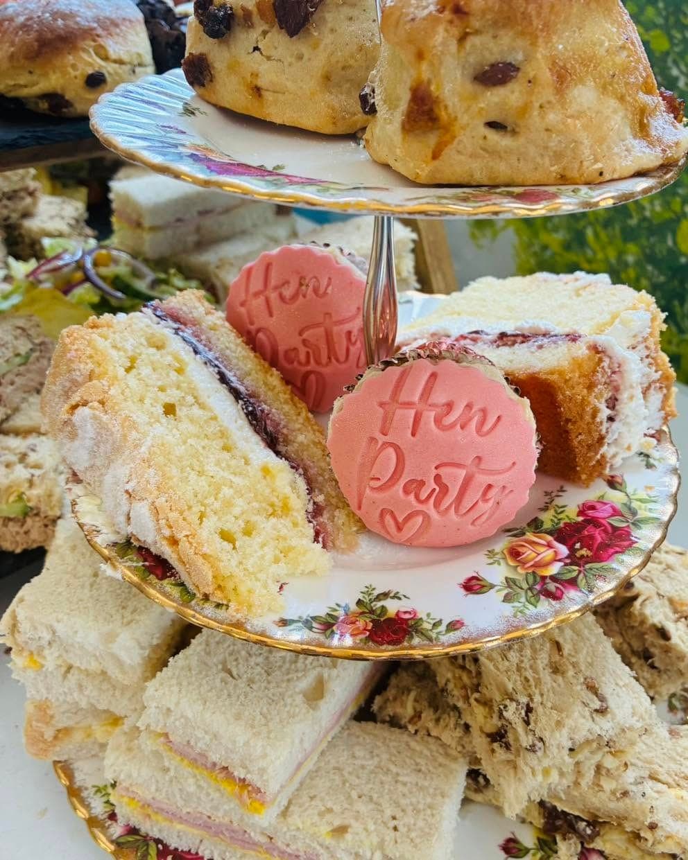 A hen party afternoon tea with personalised biscuits